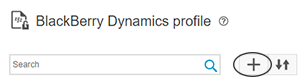 Image of BlackBerry Dynamics profile page add a profile button