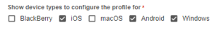 The types of supported devices for the profile.