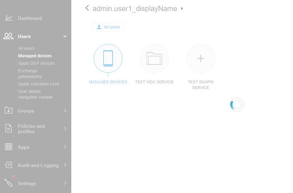Screenshot of a full screen spinning progress indicator