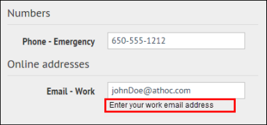 Contact information help text