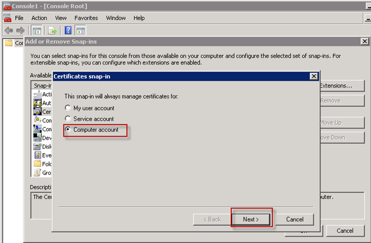 Select Computer account