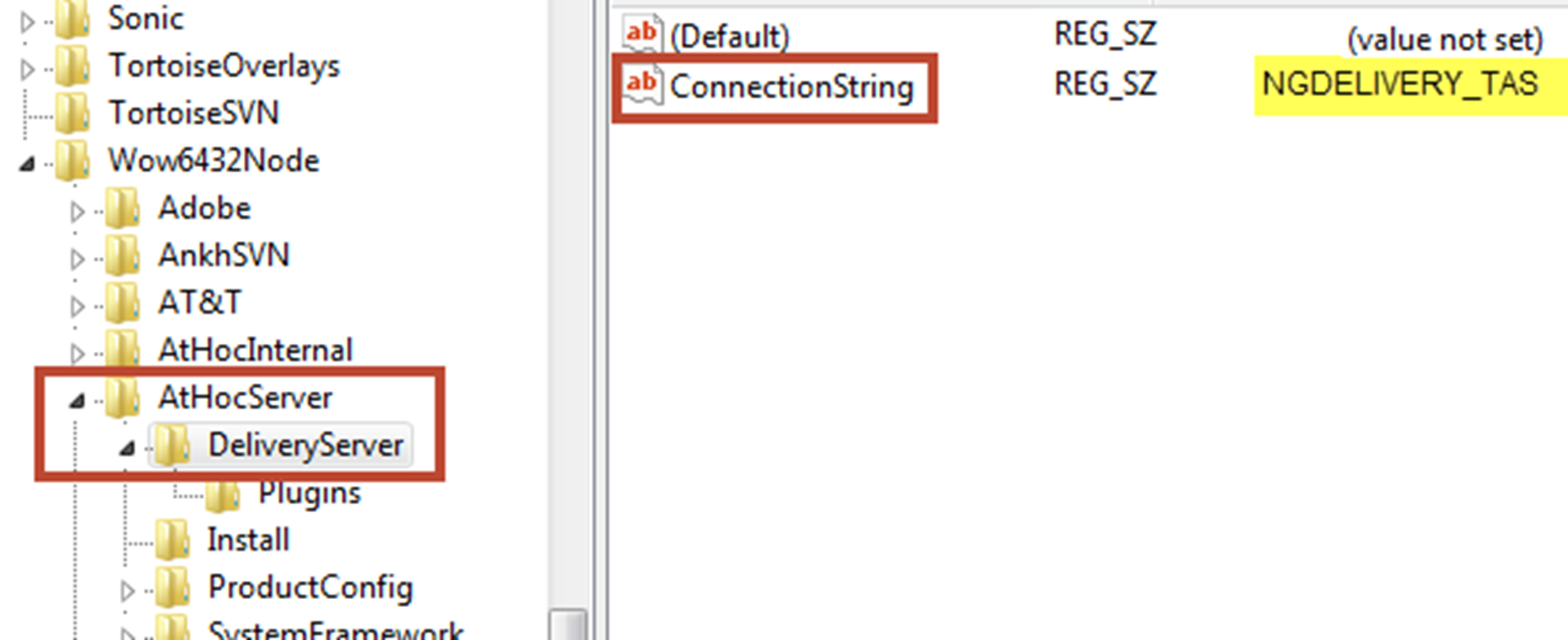 Change the Connection String value