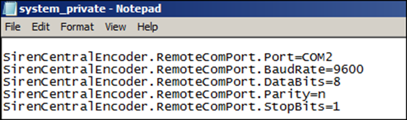 COM port settings