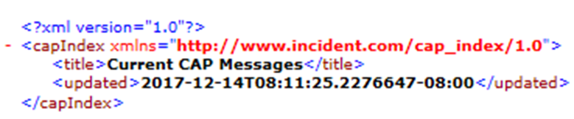Sample CapIndex XML file with no items in feed