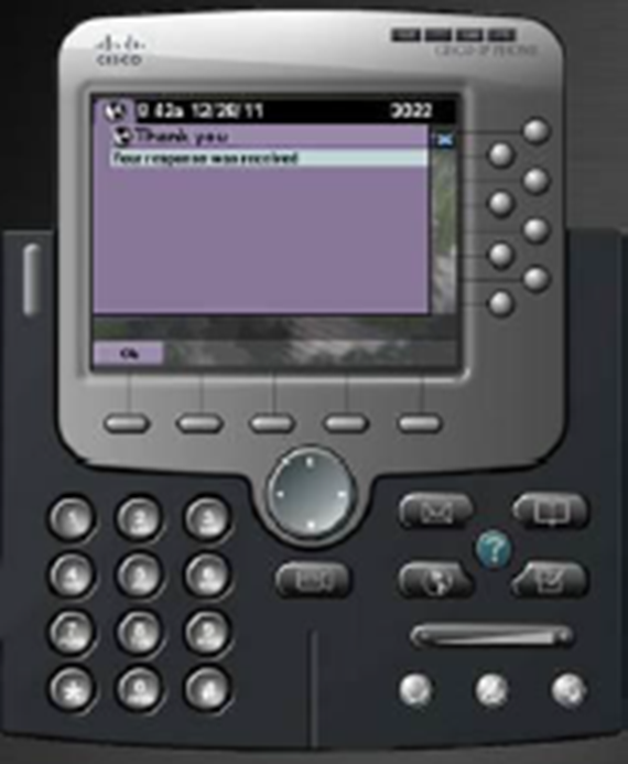 Cisco IP Phone alert with selected response option