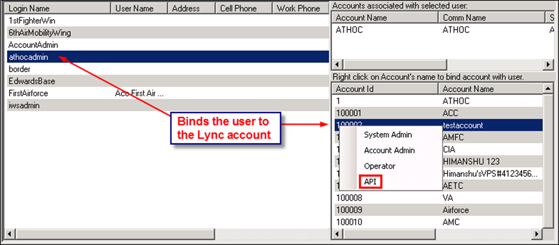 Bind the user to the Lync account