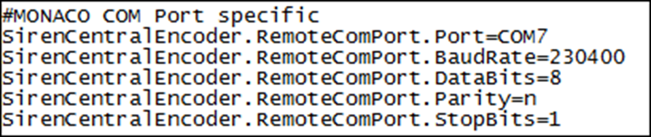COM port settings