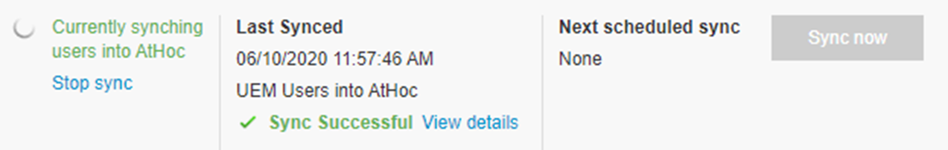 Currently syncing users into AtHoc in UEM